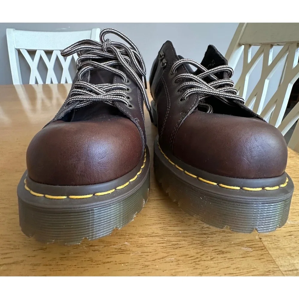 VTG Dr. Martens Brown Leather Chunky Platform Shoes Mens 12 NEW Y2K 10938 READ